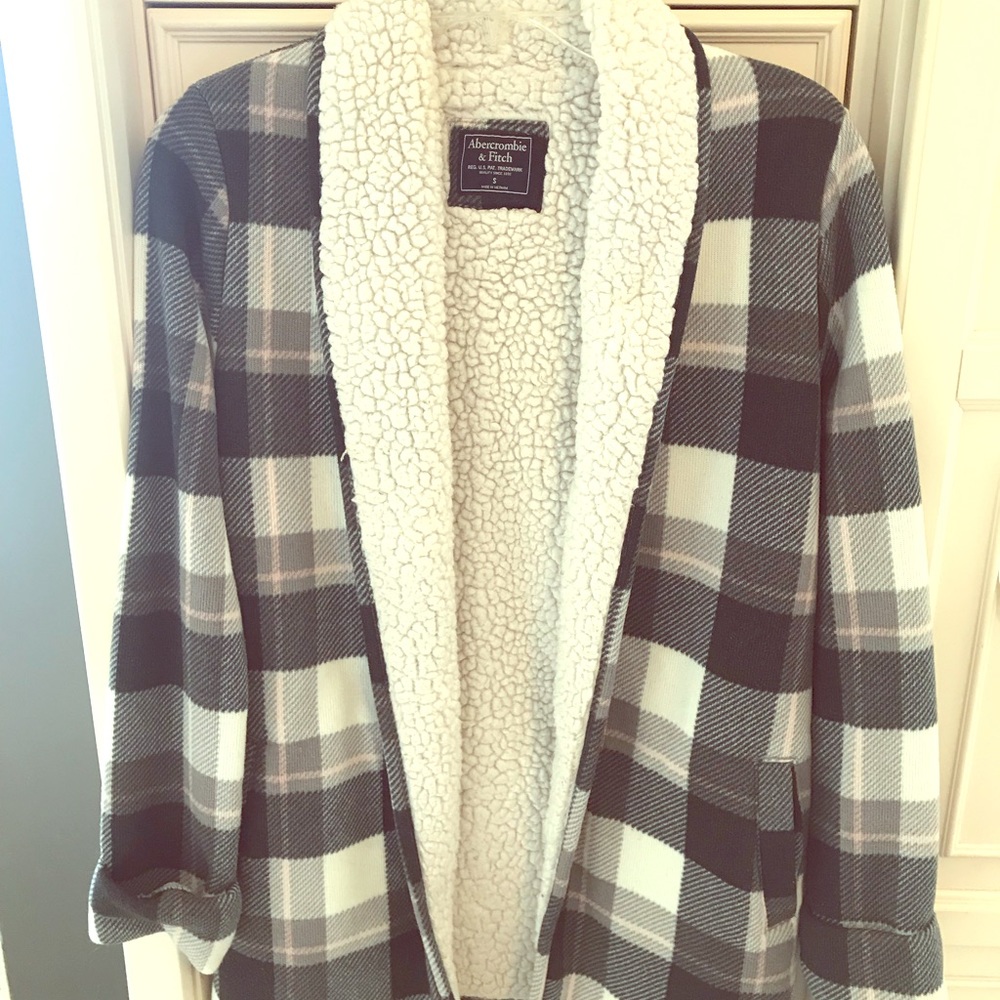 Abercrombie Sherpa plaid coat